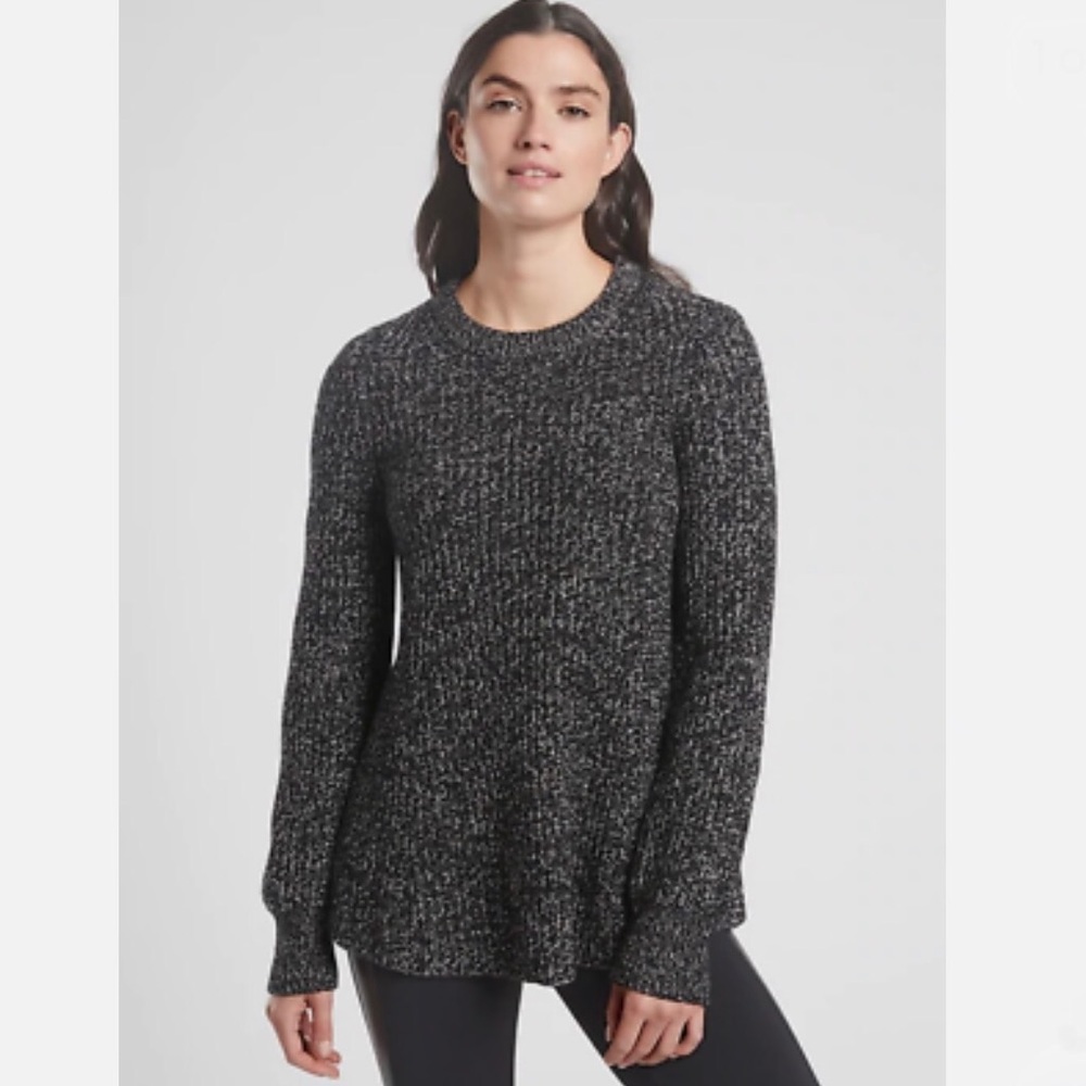 NWT Athleta Sierra Crew Sweater In Black Marl